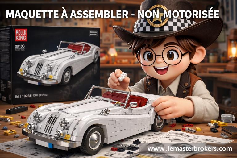 MAQUETTE VOITURE VINTAGE XK140 EN BRIQUES TECHNIQUES MOULD KING 10236