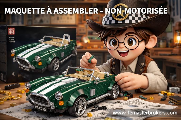 MAQUETTE VOITURE VINTAGE AC COBRA EN BRIQUES TECHNIQUES MOULD KING 10228