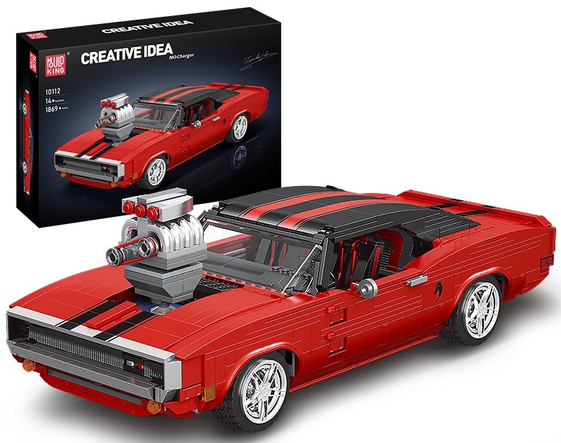 MAQUETTE MUSCLE CAR ROUGE EN BRIQUES TECHNIQUES