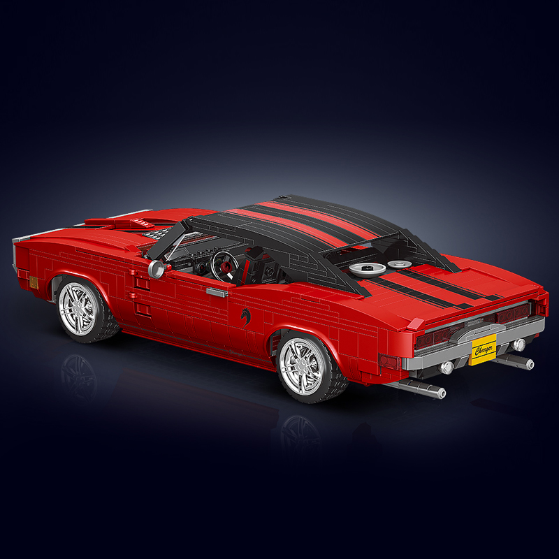 MAQUETTE MUSCLE CAR ROUGE EN BRIQUES TECHNIQUES