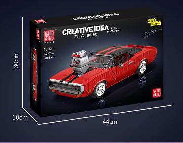 MAQUETTE MUSCLE CAR ROUGE EN BRIQUES TECHNIQUES MOULD KING