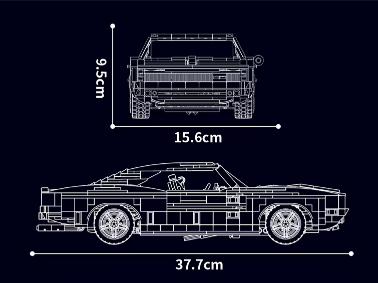 MAQUETTE MUSCLE CAR ROUGE EN BRIQUES TECHNIQUES MOULD KING