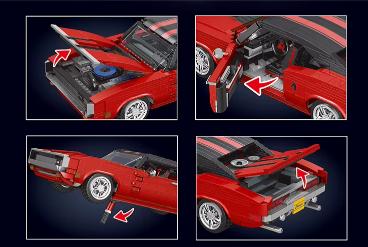MAQUETTE MUSCLE CAR ROUGE EN BRIQUES TECHNIQUES MOULD KING 10112