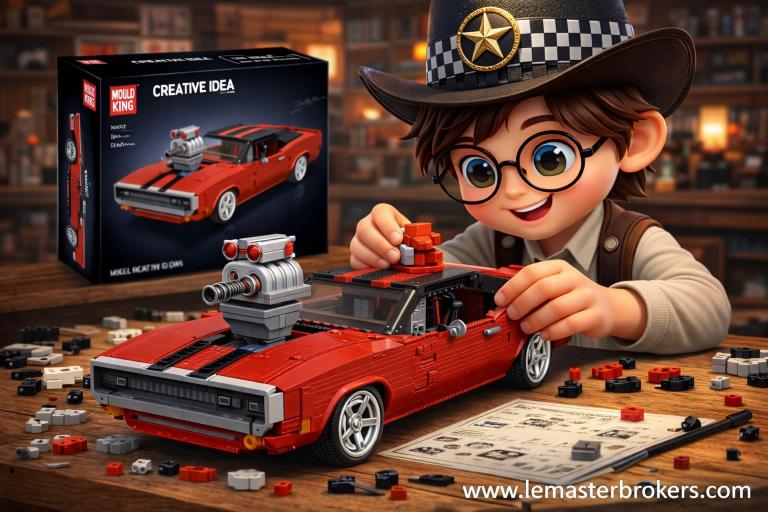 MAQUETTE MUSCLE CAR ROUGE EN BRIQUES TECHNIQUES MOULD KING 10112