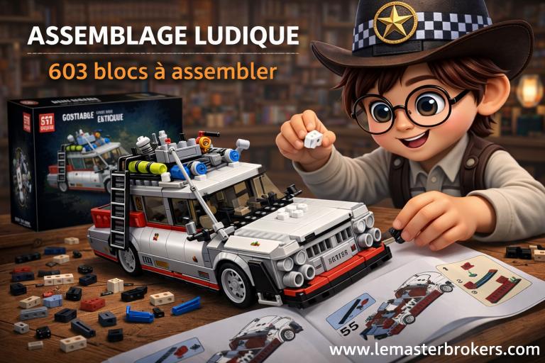 VOITURE FANTÔME TYPE ECTO-1 – BREAK AMÉRICAINE DE CINÉMA EN BRIQUES MOULD KING 27020