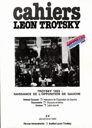 CAHIERS LÉON TROTSKY n-54 – TROTSKY 1923 : NAISSANCE DE L’OPPOSITION DE GAUCHE – 1994