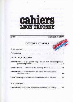 CAHIERS LÉON TROTSKY n° 60 – REVUE HISTORIQUE ET POLITIQUE – ANNÉES 1990