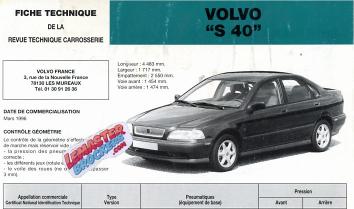 VOLVO S40 – FICHE TECHNIQUE CARROSSERIE – REVUE TECHNIQUE AUTOMOBILE