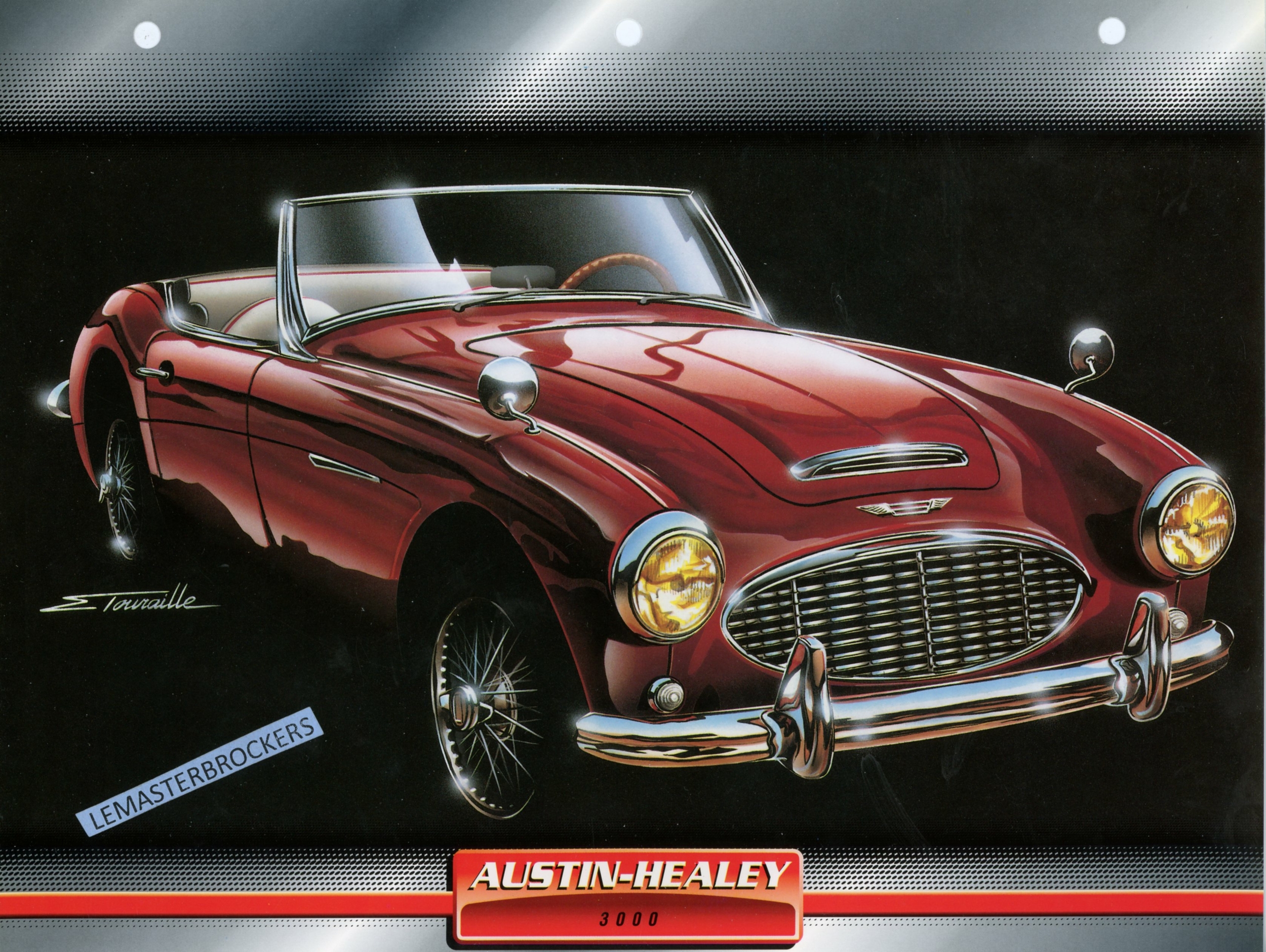 AUSTIN HEALEY 3000 1958 - FICHE AUTO ATLAS LITTÉRATURE AUTOMOBILE CARACTÉRISTIQUES TECHNIQUES
