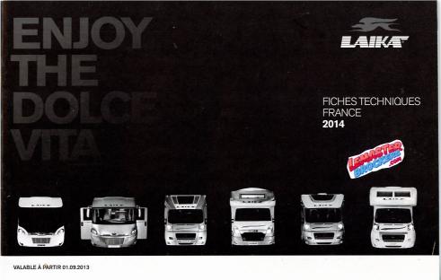 CATALOGUE FICHES TECHNIQUES LAIKA 2014 CAMPING-CARS
