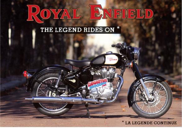 BROCHURE ROYAL ENFIELD THE LEGEND RIDES ON – BULLET CLASSIC ELECTRA DOCUMENT VINTAGE