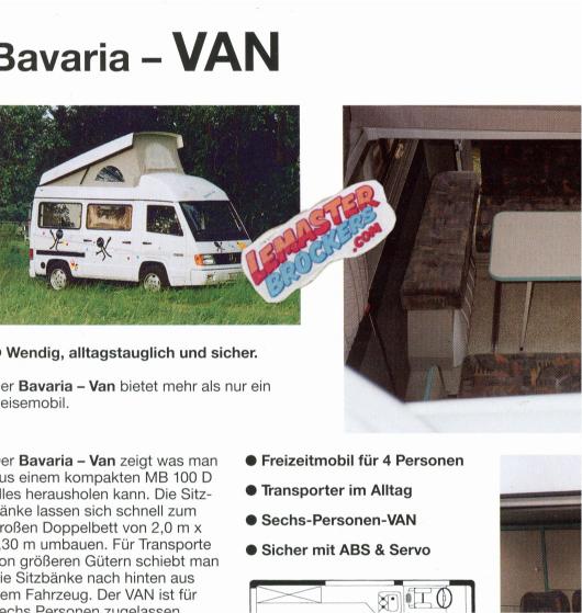 BROCHURE BAVARIA CAMP VAN MERCEDES MB100