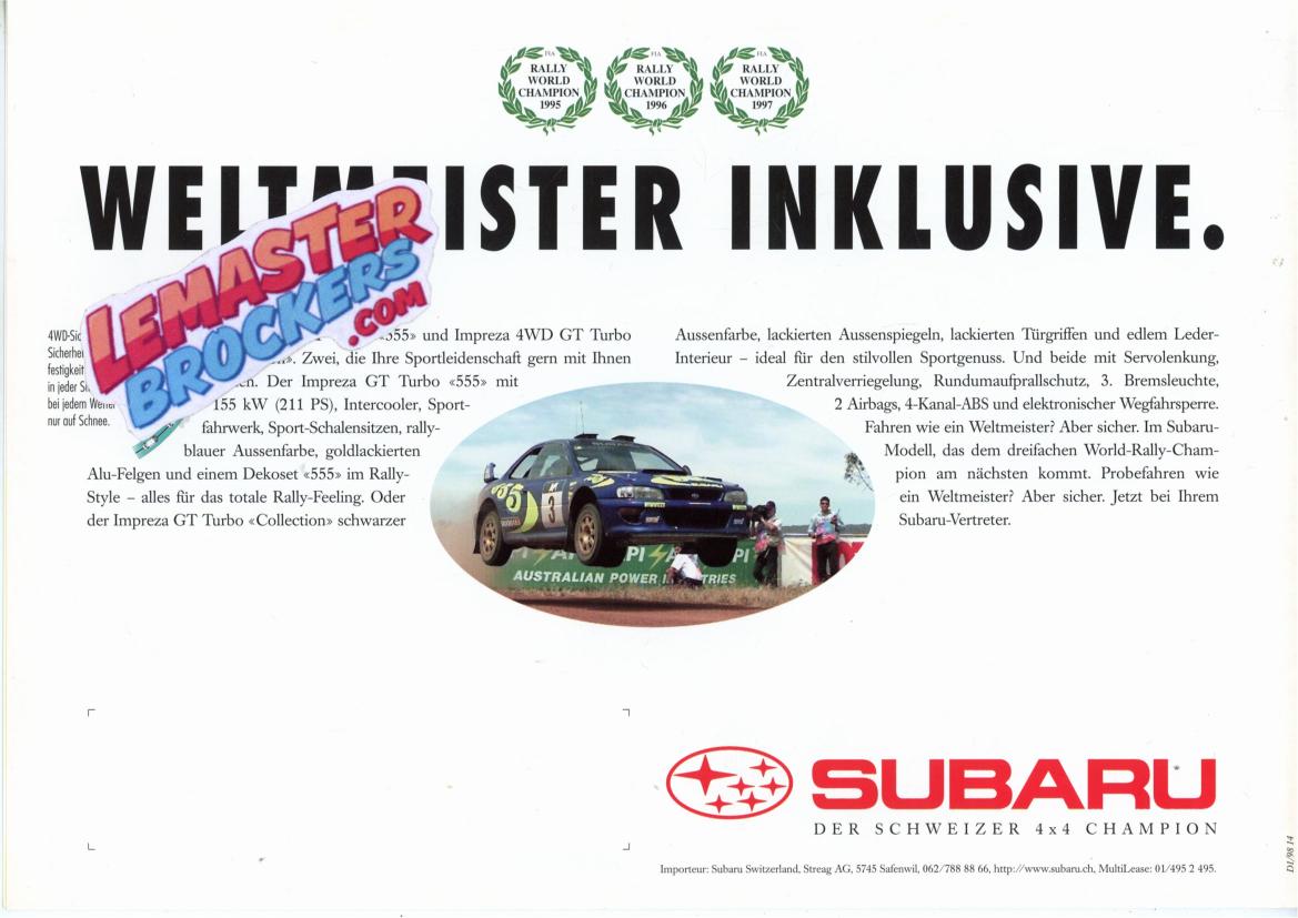Couverture brochure Subaru Impreza 4WD GT Turbo 555