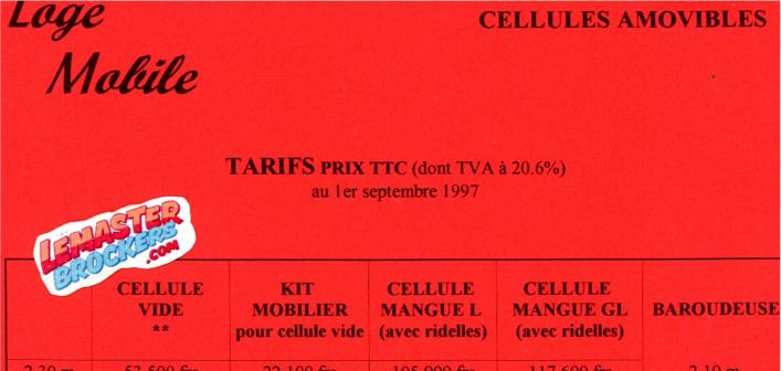 Brochure Loge Mobile 1997 cellule amovible Mangue Baroudeuse