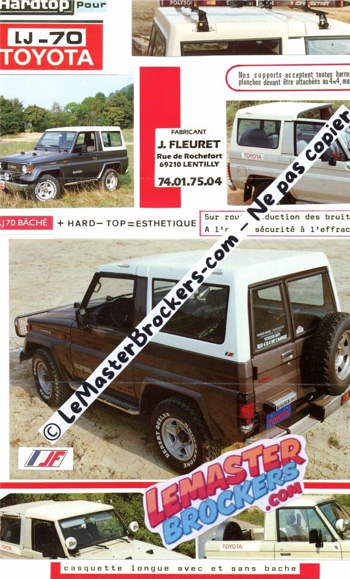Publicité J Fleuret hardtop Toyota LJ70 1989 recto verso