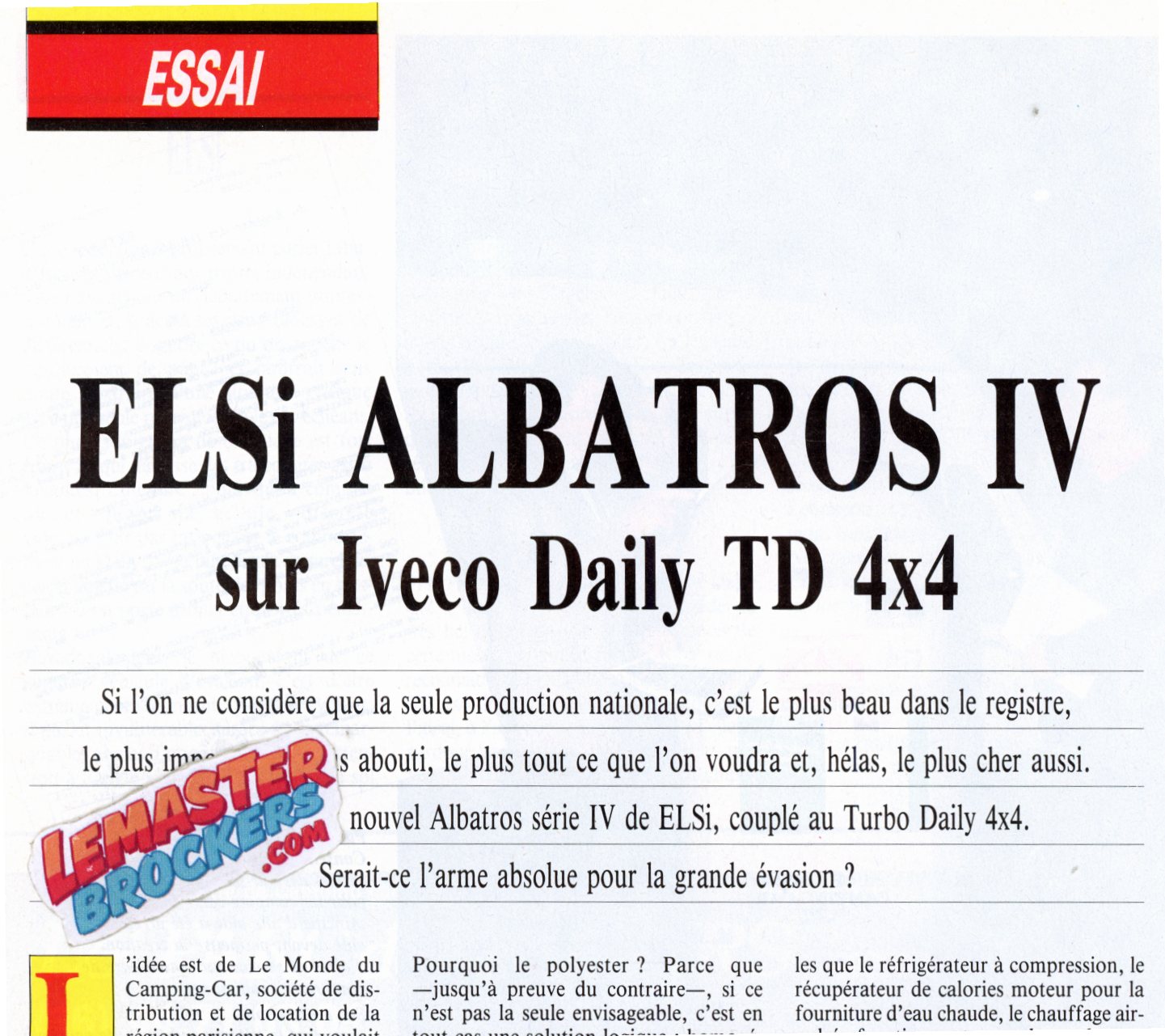 ELSI ALBATROS IV IVECO DAILY TD 4X4 ARTICLE