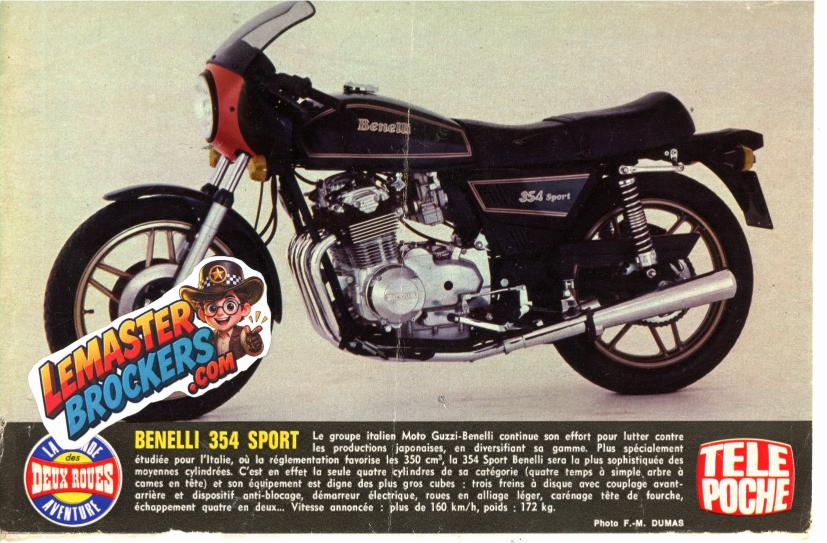 BENELLI 354 SPORT FICHE MOTO TÉLÉ POCHE