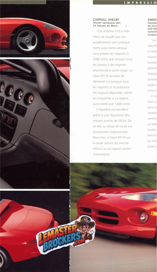 DODGE VIPER RT/10 BROCHURE CATALOGUE 1993