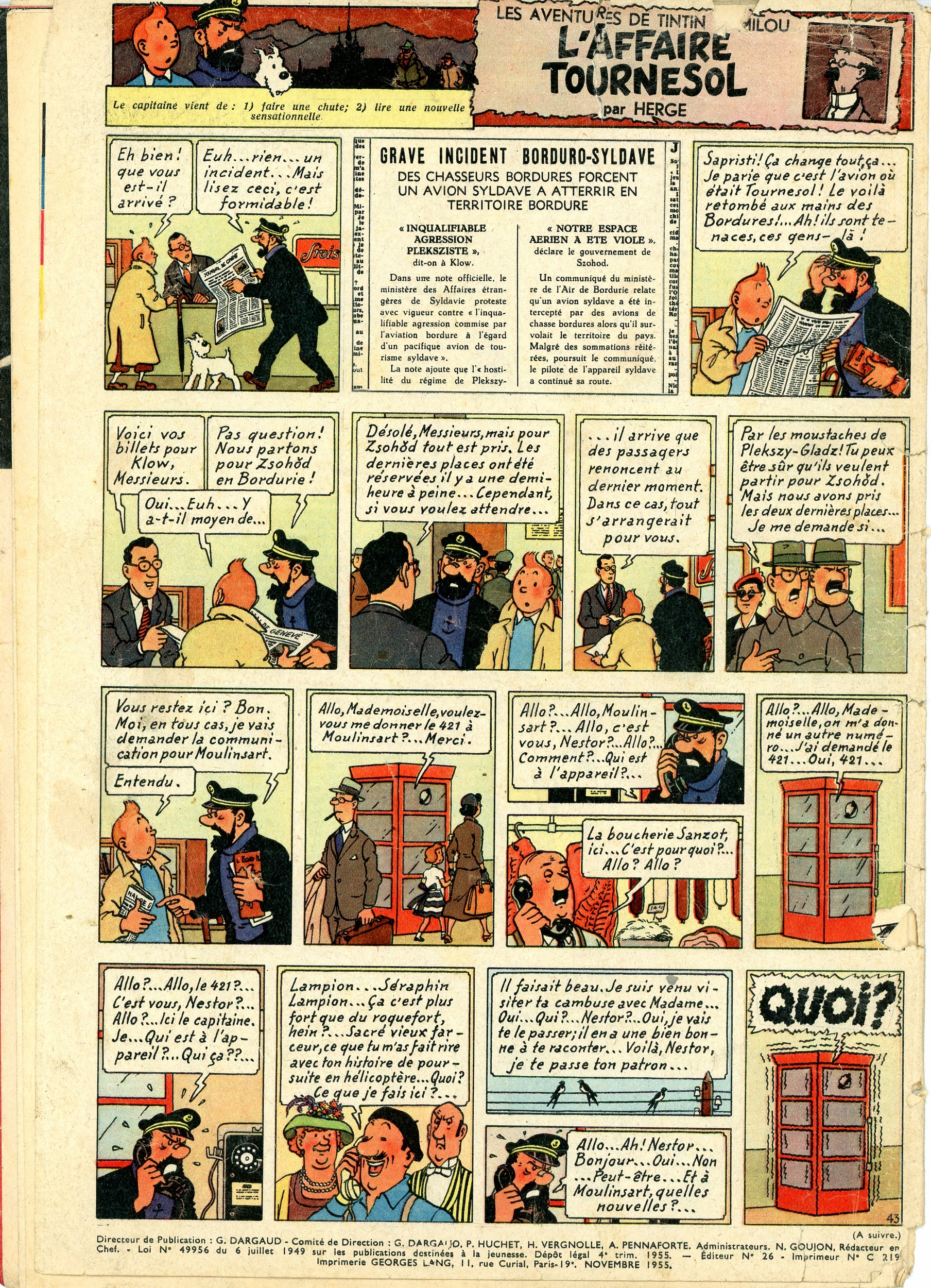 BD JOURNAL DE TINTIN n° 370  1955