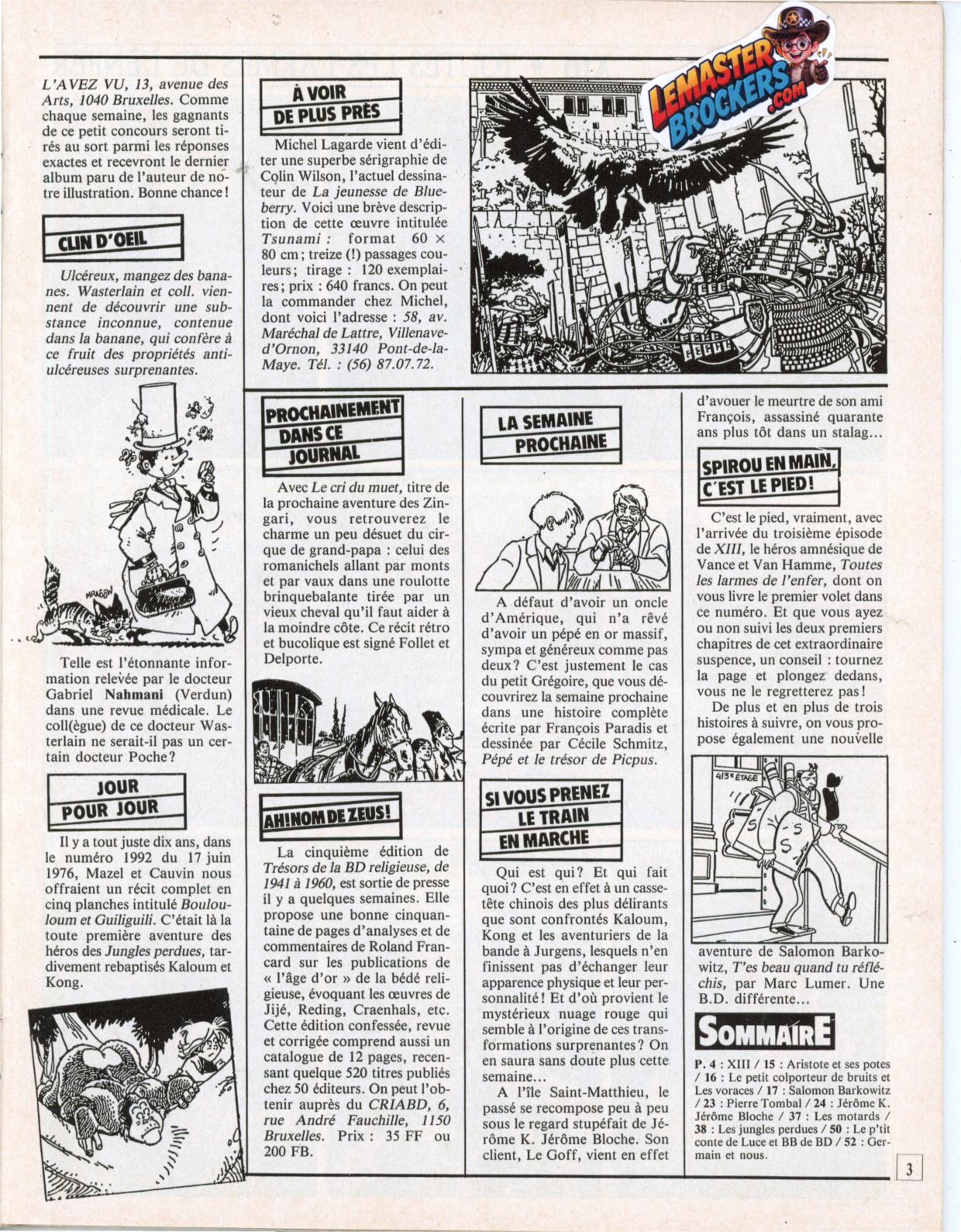 journal-spirou-2514-1986-xiii-aristote-les-jungles-perdues