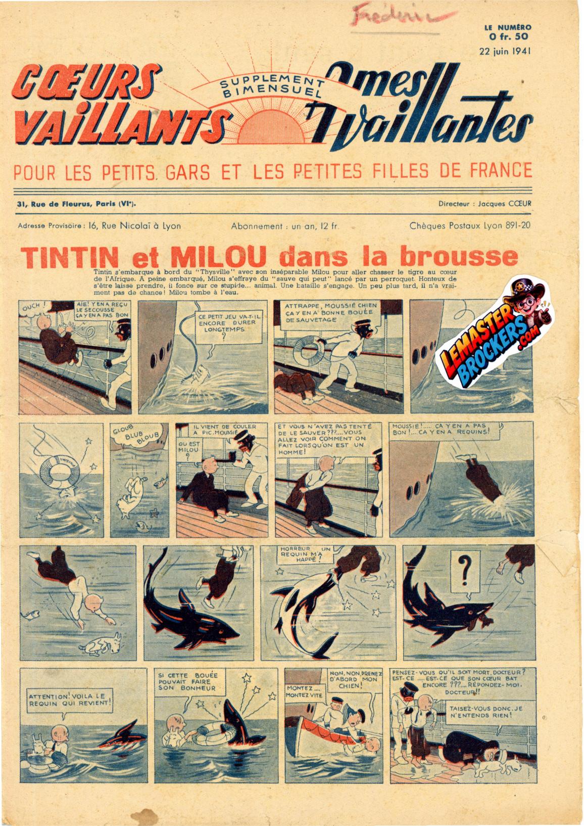 coeurs-vaillants-ames-vaillantes-50-1941-tintin-milou-original
