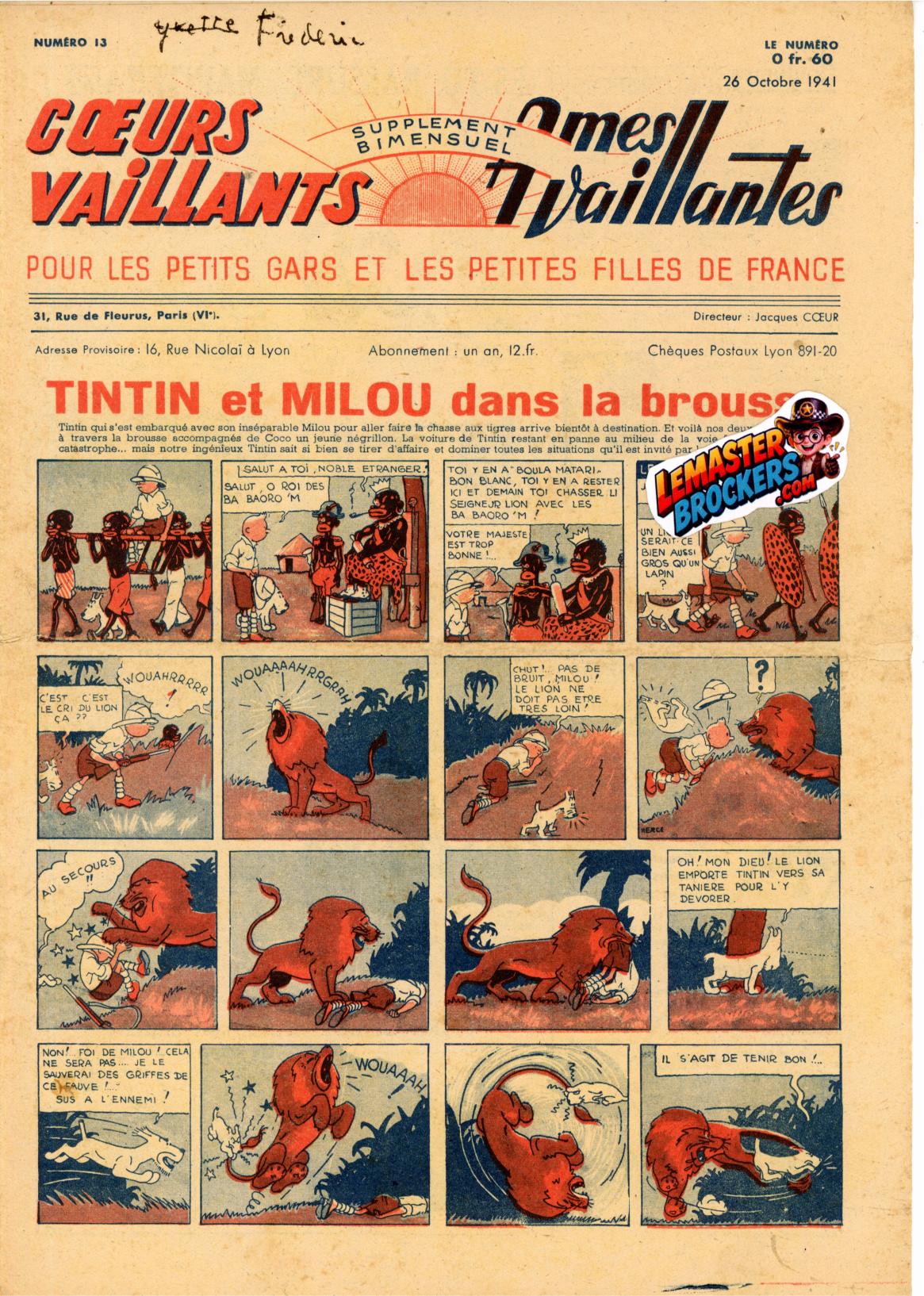 coeurs-vaillants-ames-vaillantes-13-1941-tintin-milou-original