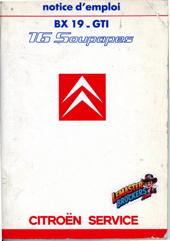notice-citroen-bx-19-gti-16-soupapes-manuel-original-francais