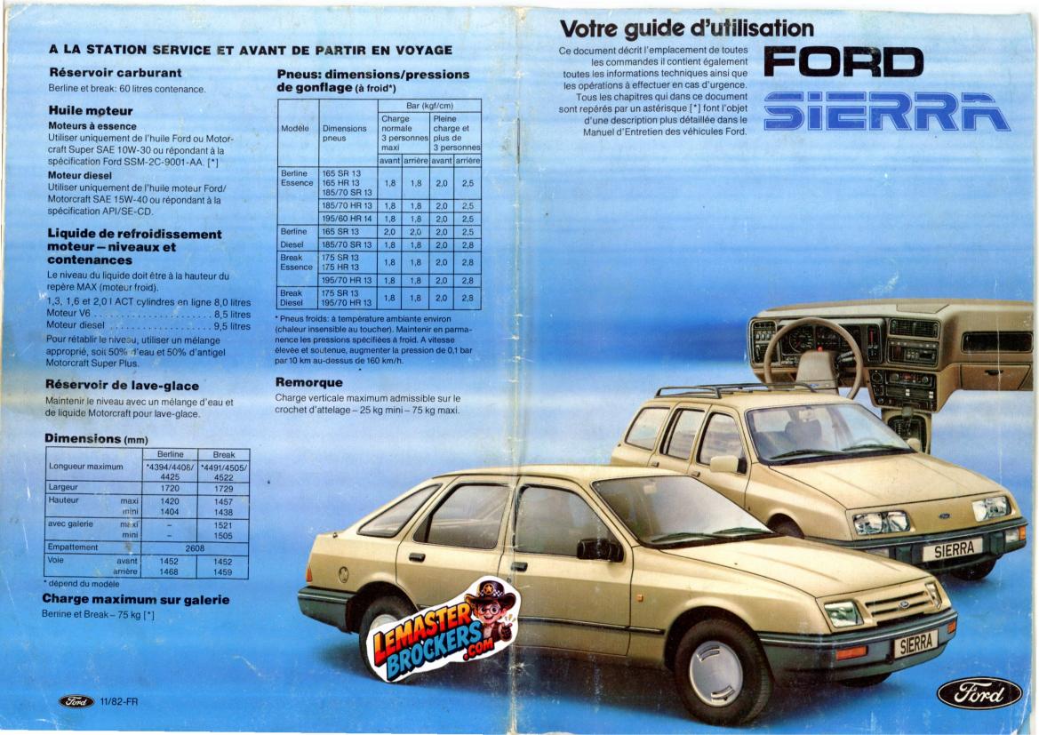 notice-ford-sierra-manuel-utilisation-entretien-original-francais