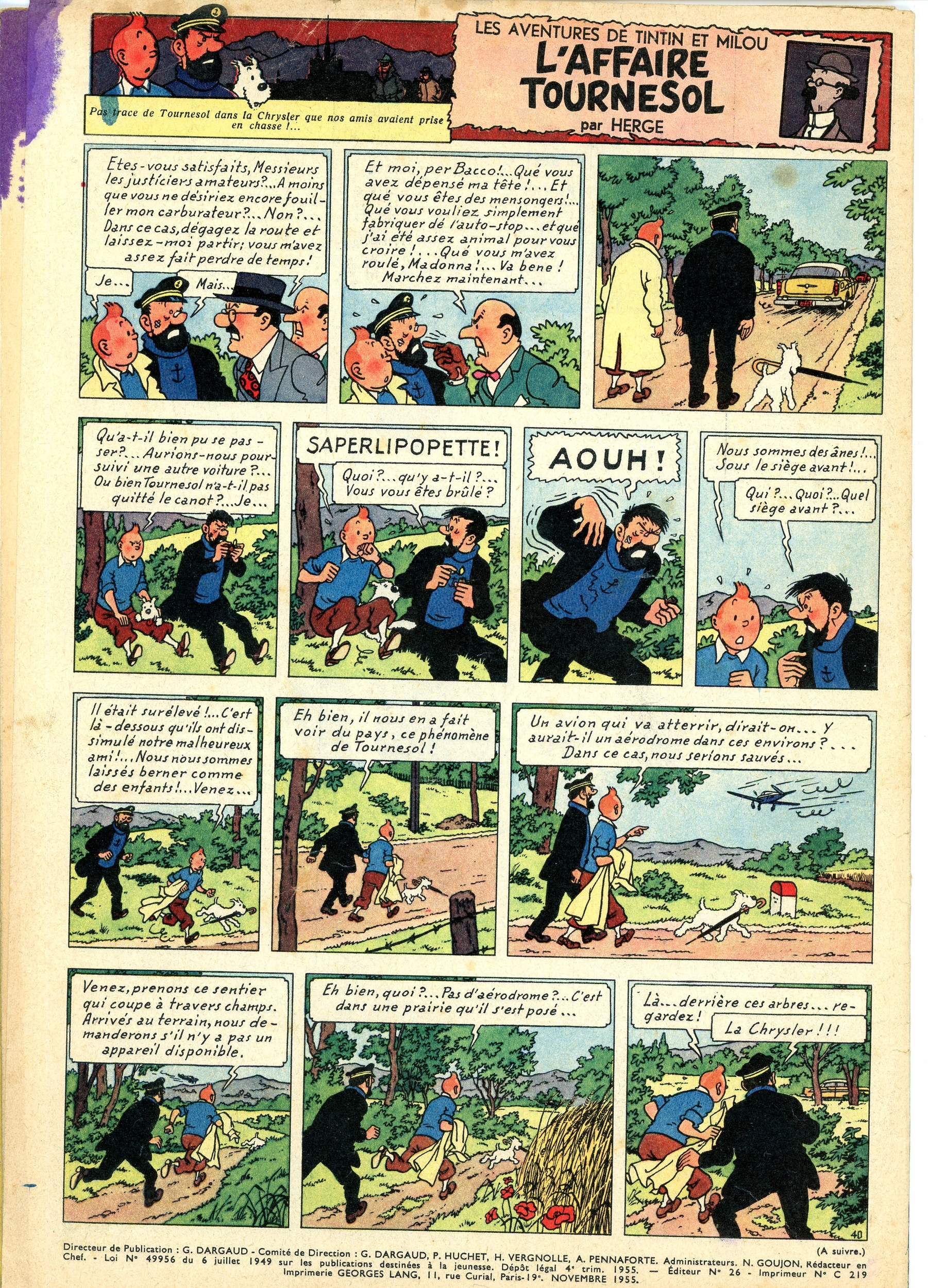 JOURNAL DE TINTIN n° 367 - 1955 AFFAIRE TOURNESOL