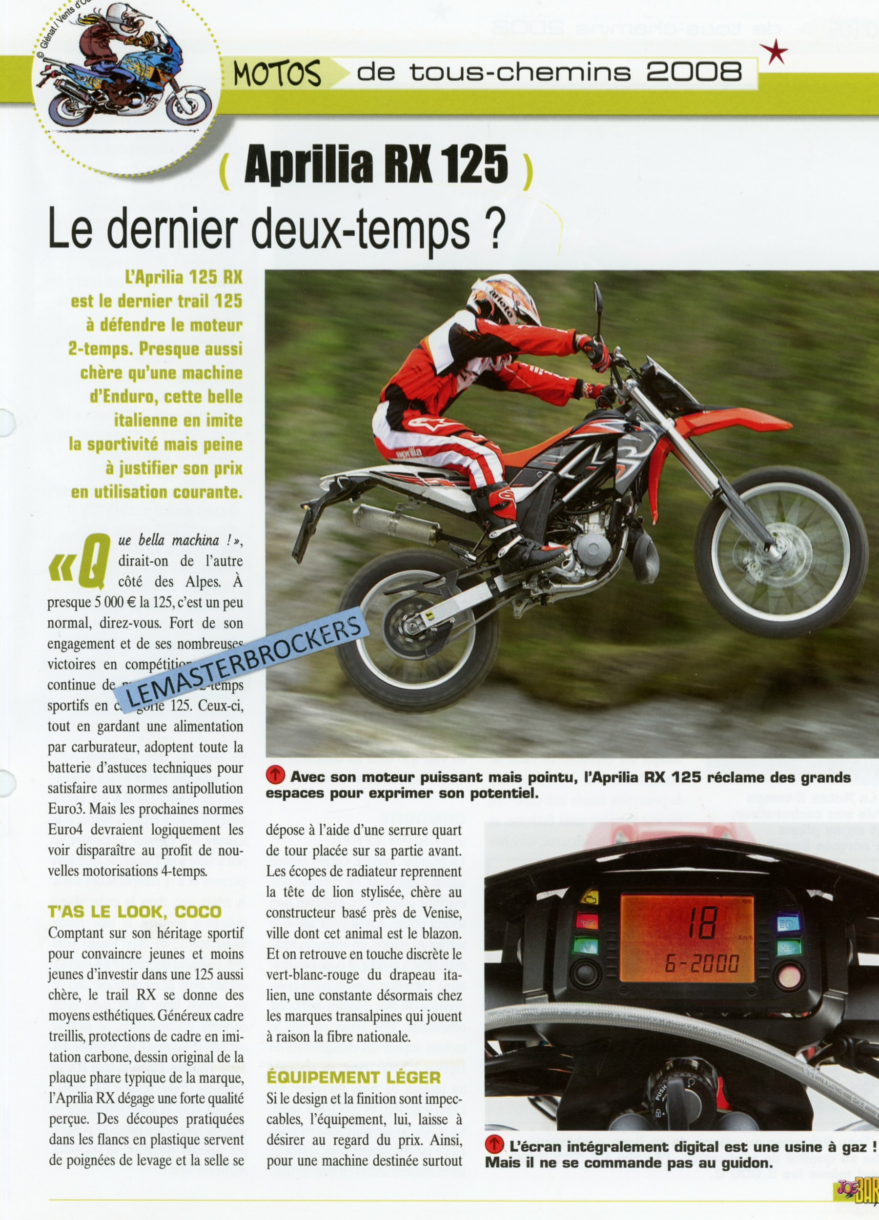 APRILIA-RX125-FICHE-TECHNIQUE-MOTO-DOCUMENT-HACHETTE LEMASTERBROCKERS-FICHE-MOTO