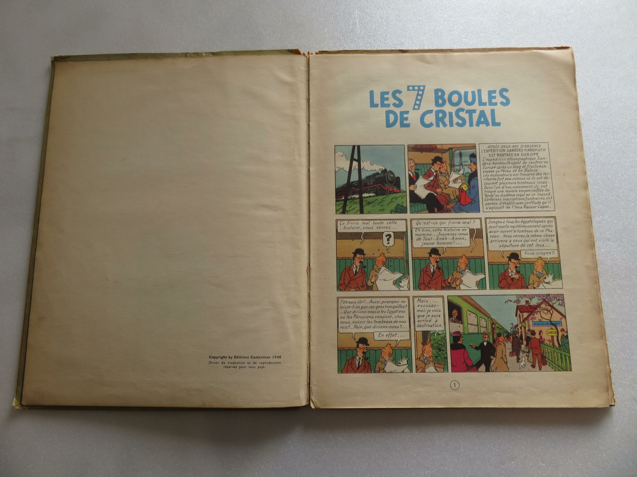 tintin-7-boules-cristal-eo-1948-page-titre-bleu