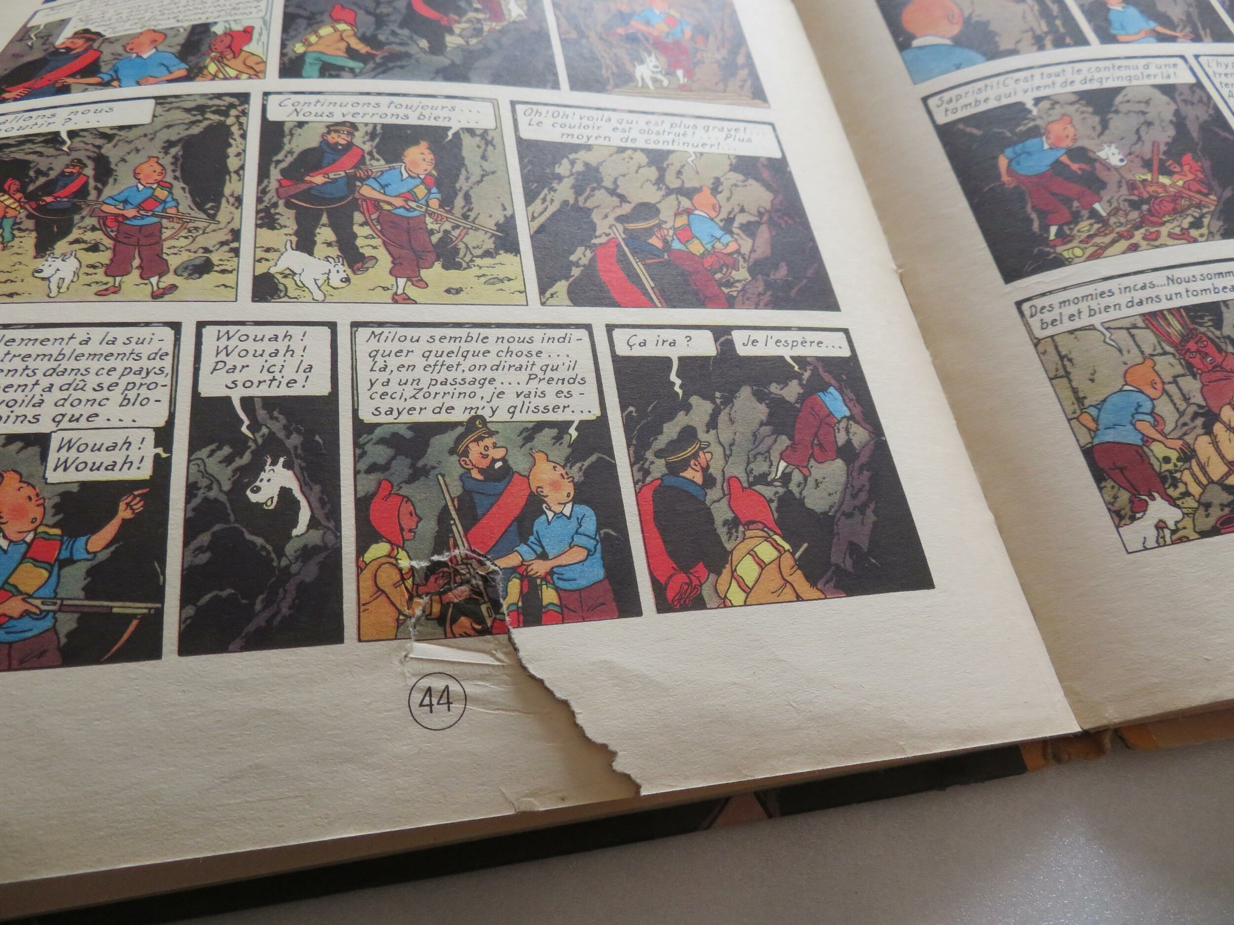 tintin-le-temple-du-soleil-b3-1949-etat-dechirures