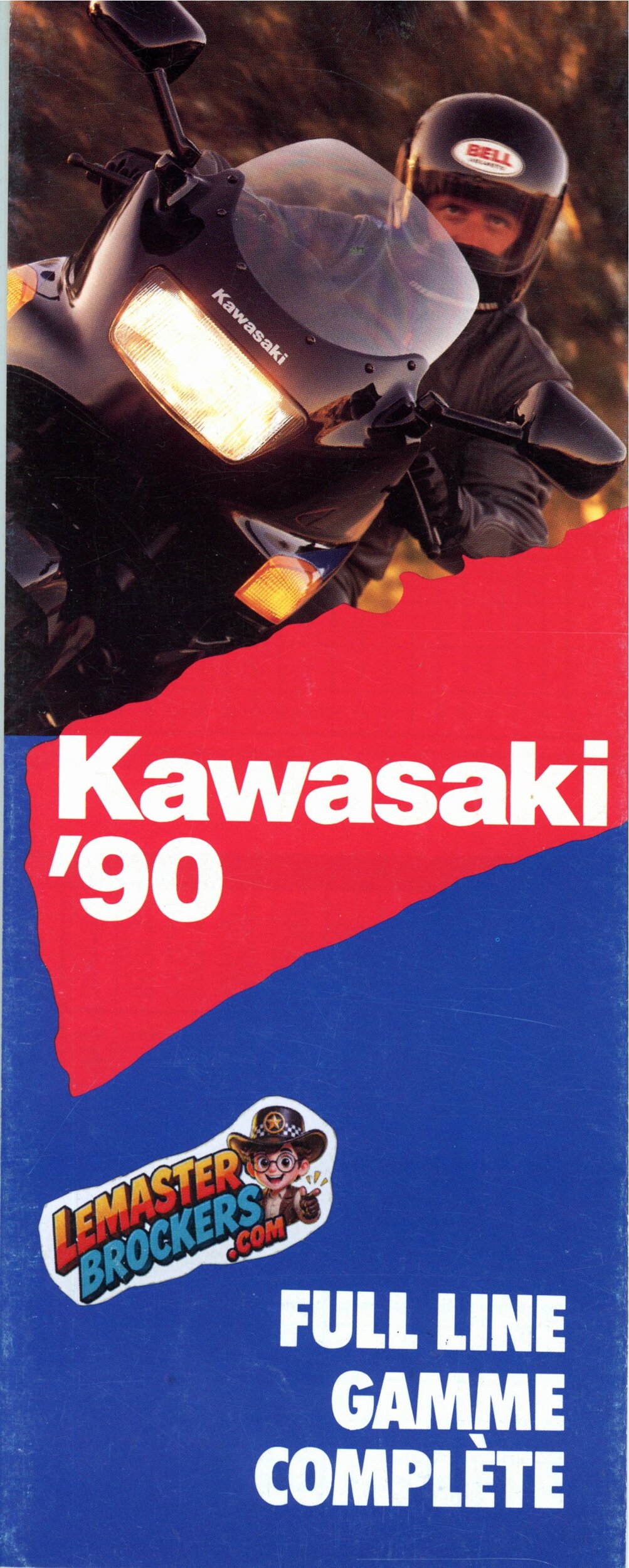 Brochure Kawasaki 1990 – Gamme motos, Jet Ski et ATV/VTT – Édition canadienne