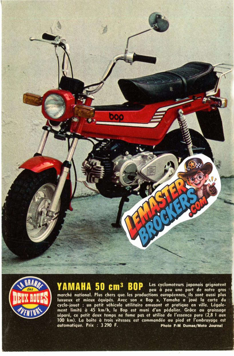 Publicité ancienne 3 Couronnes pour les lasagnes – verso de la fiche Yamaha 50 Bop