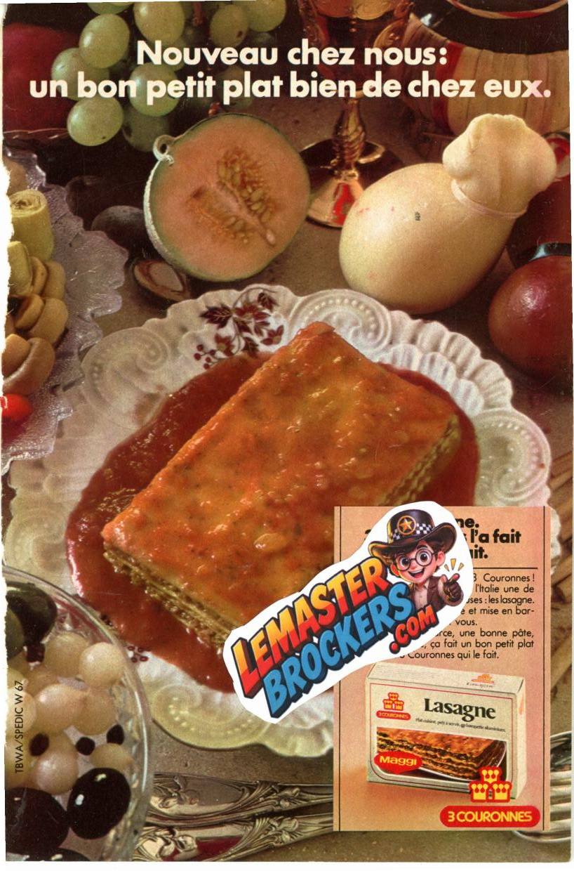 Publicité 3 Couronnes – Lasagnes – Vintage