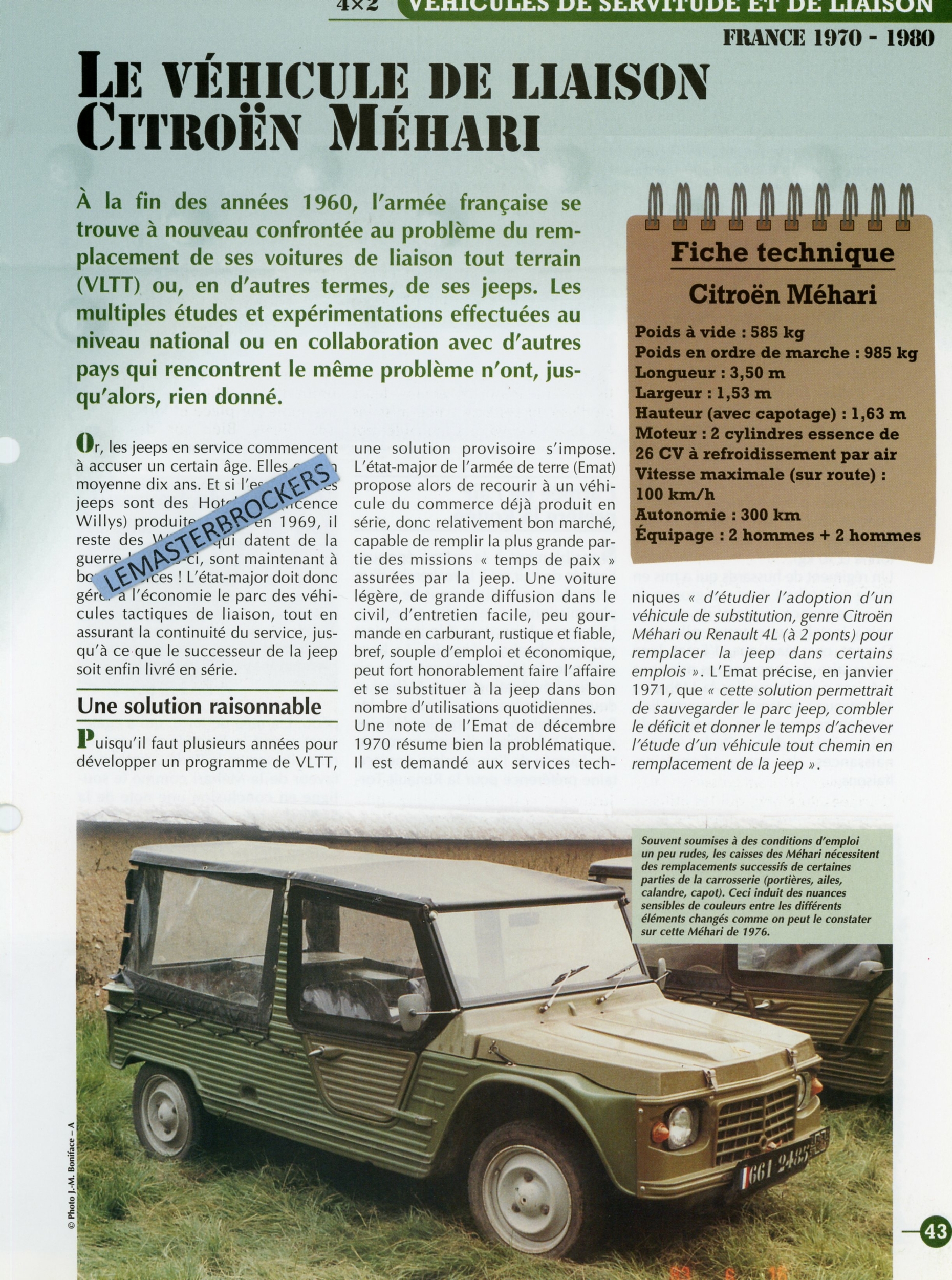 CITROËN-MÉHARI-LIAISON-FICHE-MILITAIRE-HACHETTE-LEMASTERBROCKERS-CITROEN