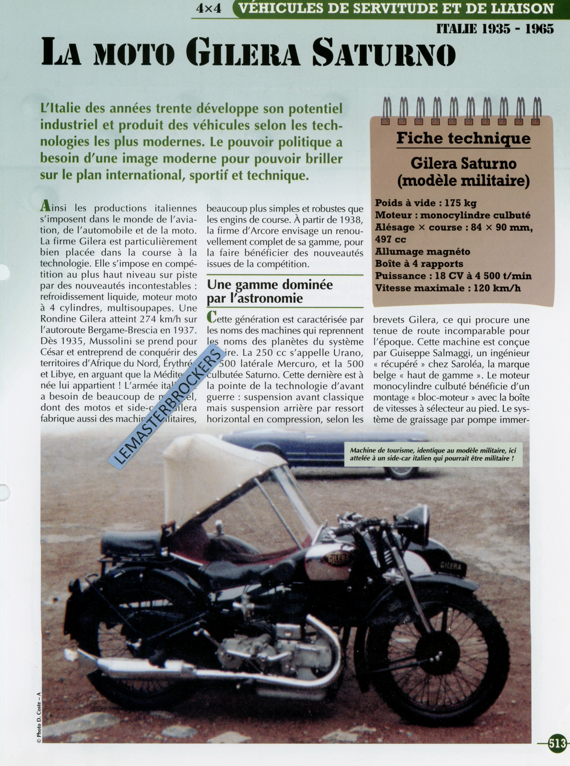 GILERA-SATURNO-FICHE-MOTO-MILITAIRE-HACHETTE-LEMASTERBROCKERS