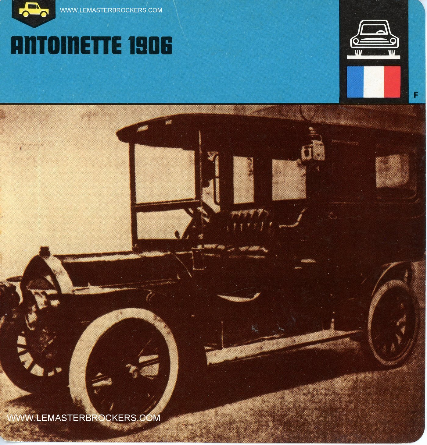 FICHE ANTOINETTE 1906 CARS-CARD