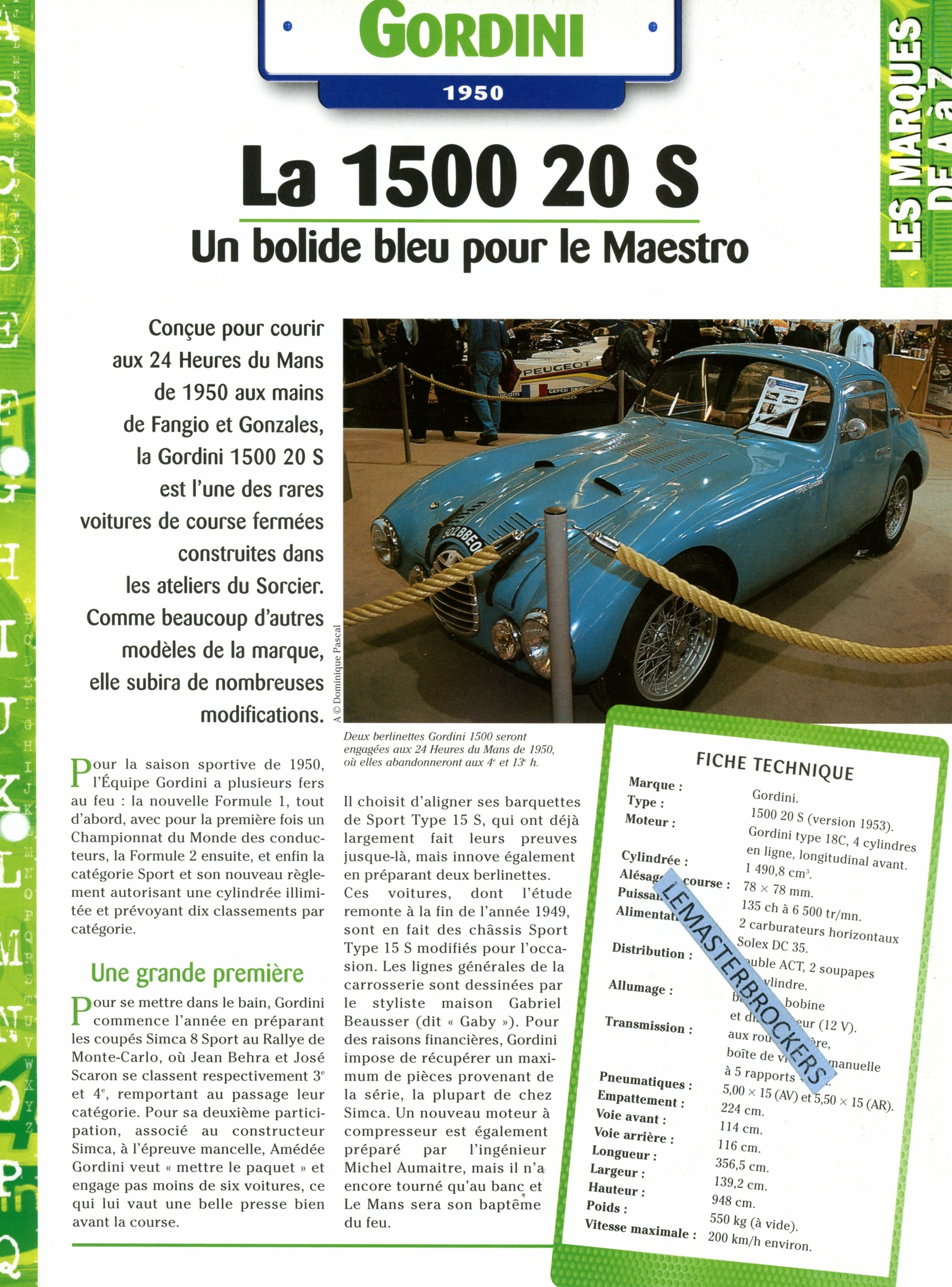 GORDINI-1500-20S-1950-1953-FICHE-AUTO-HACHETTE-LEMASTERBROCKERS