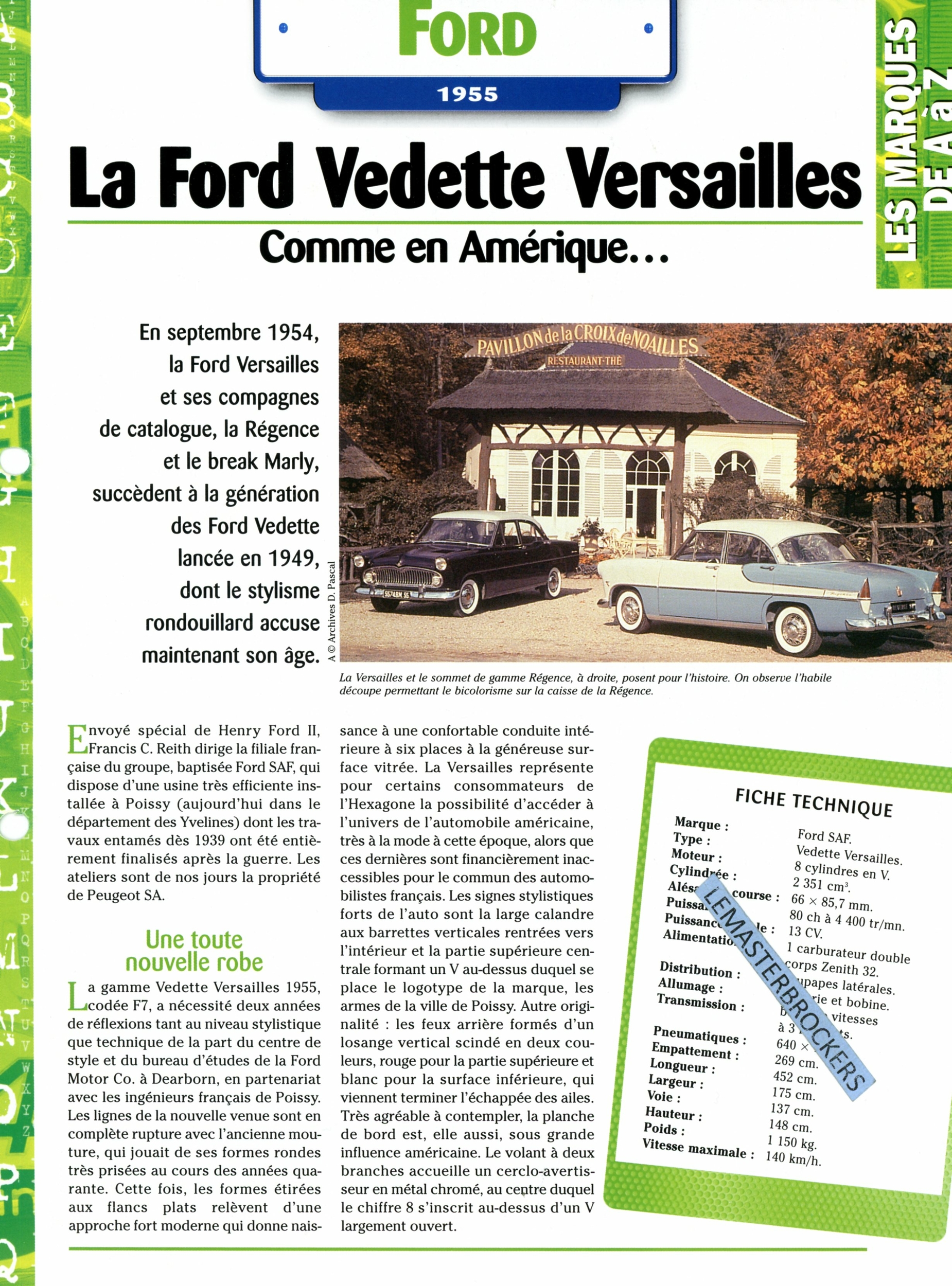 FORD-VEDETTE-VERSAILLES-1955-FICHE-AUTO-HACHETTE-LEMASTERBROCKERS