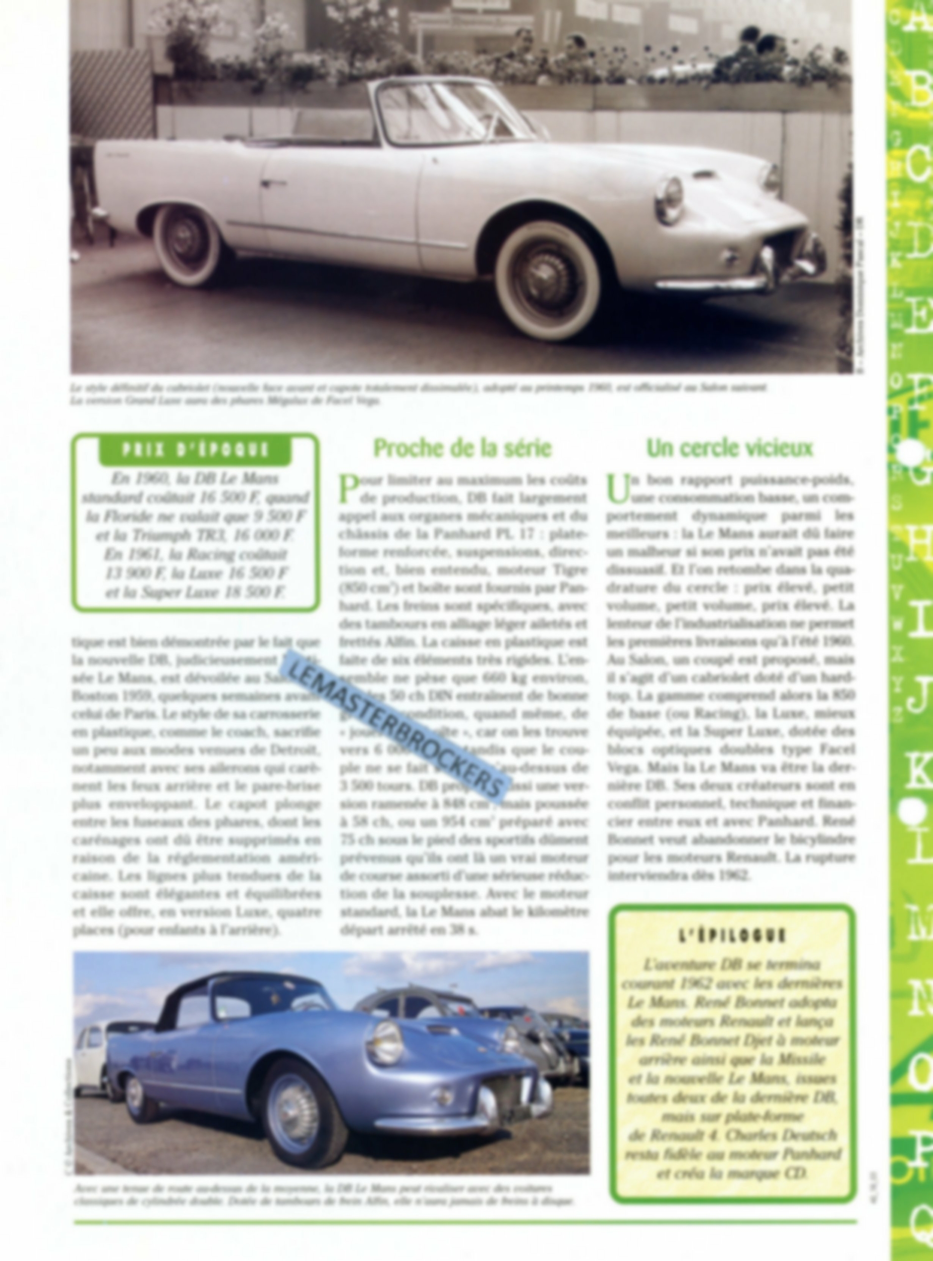 DB-LE-MANS-1960-FICHE-AUTO-HACHETTE-LEMASTERBROCKERS-LEMANS-DB-PANHARD