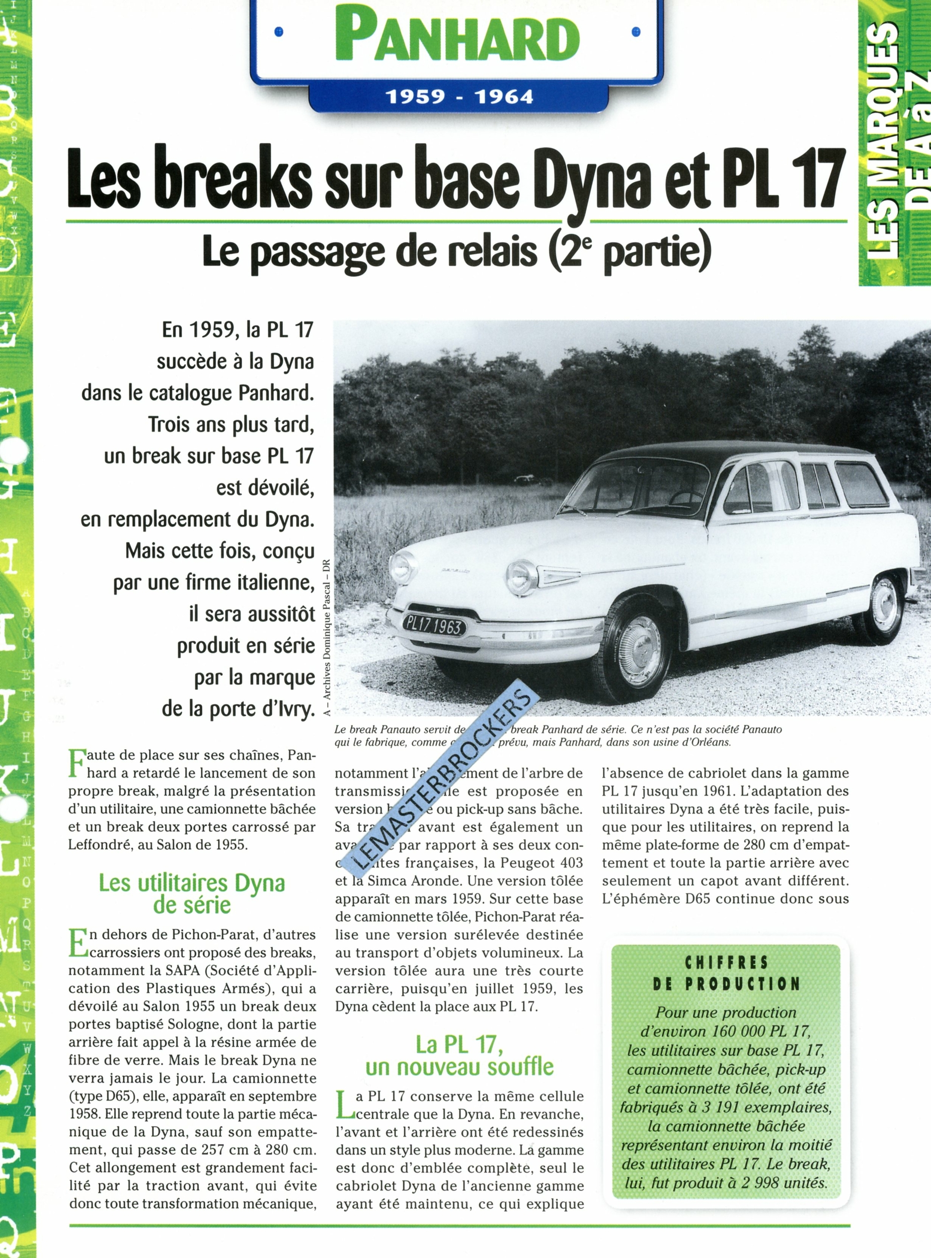 PANHARD DYNA PL17 (2e PARTIE) - FICHE AUTO COLLECTION HACHETTE LEMASTERBROCKERS