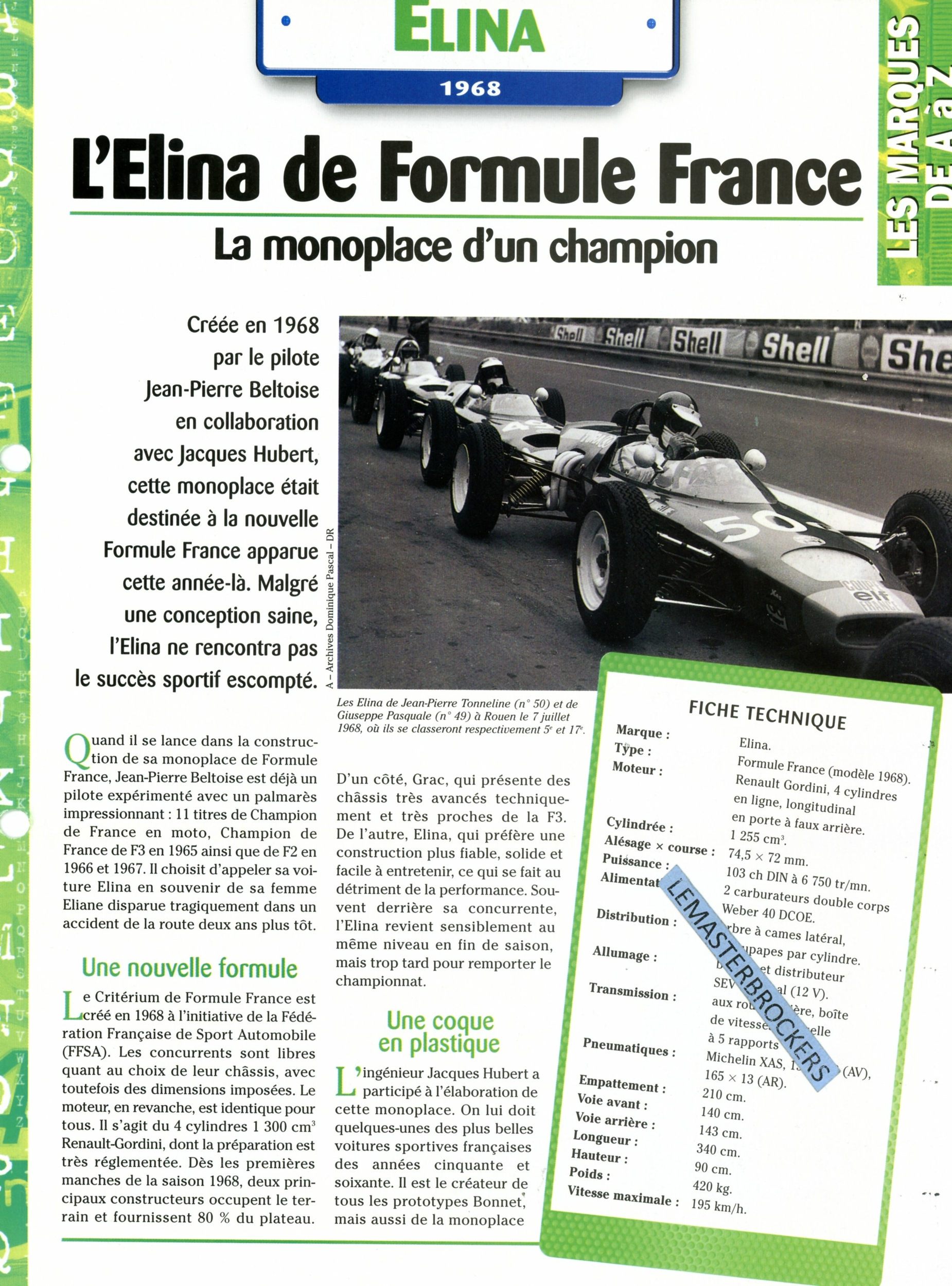 ELINA-FORMULE-FRANCE-1968-FICHE-AUTO-HACHETTE-LEMASTERBROCKERS