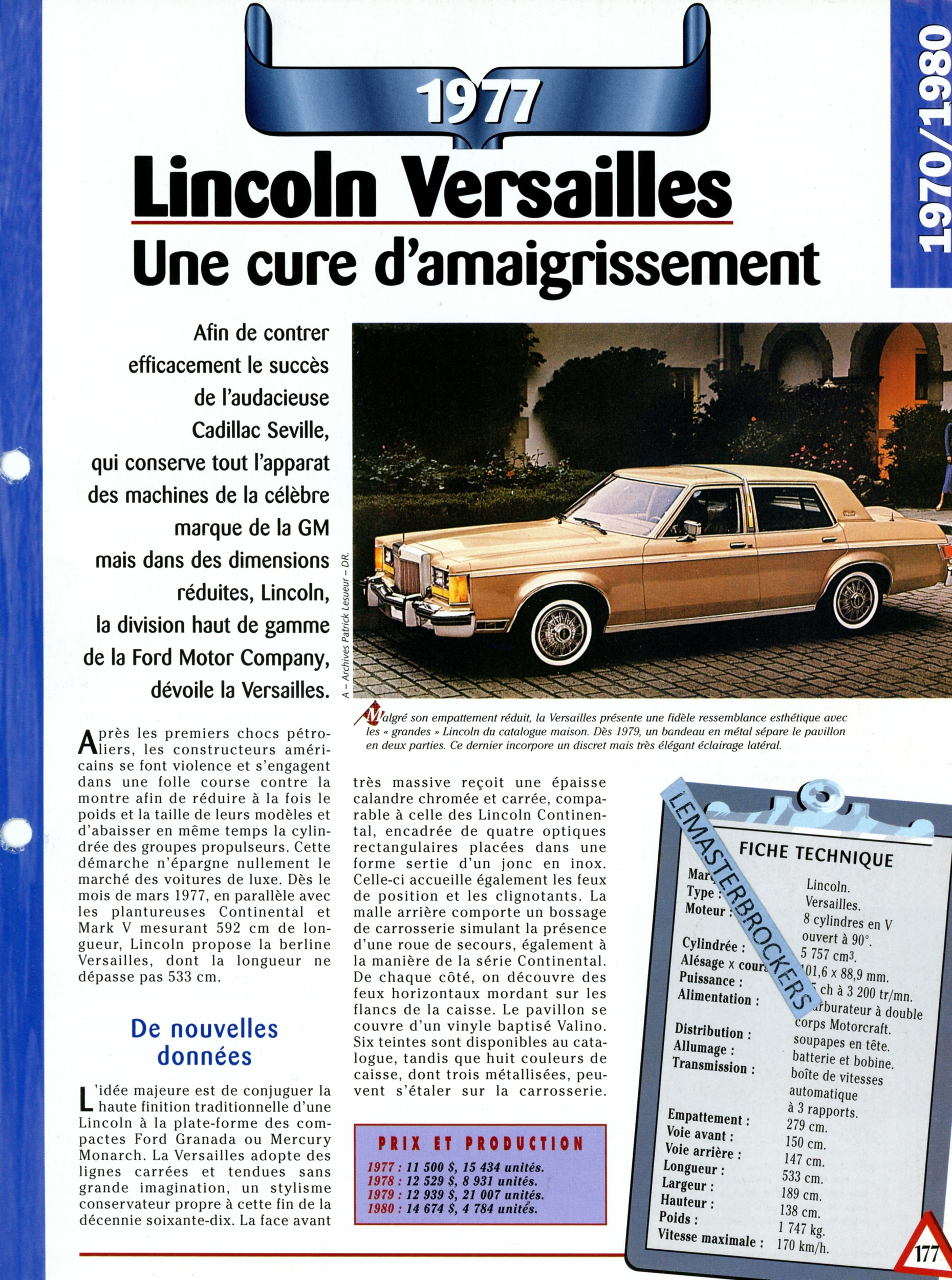 LINCOLN-VERSAILLES-1977-FICHE-AUTO-FICHE-TECHNIQUE-VOITURE-LEMASTERBROCKERS