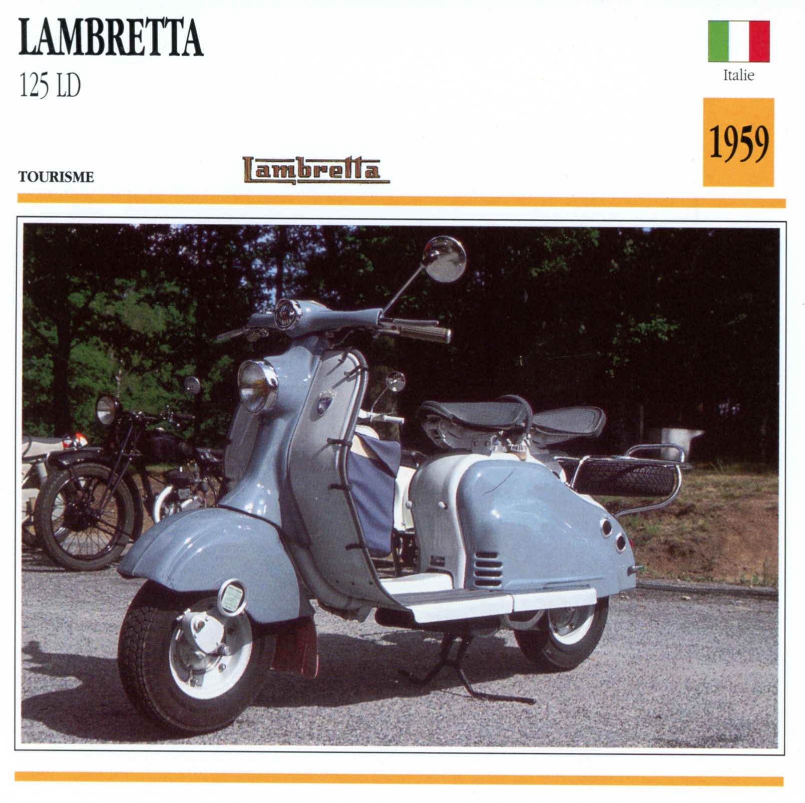 LAMBRETTA 125 LD 1959 - CARTE VESPA CARD SCOOTER FICHE CARACTERISTIQUES