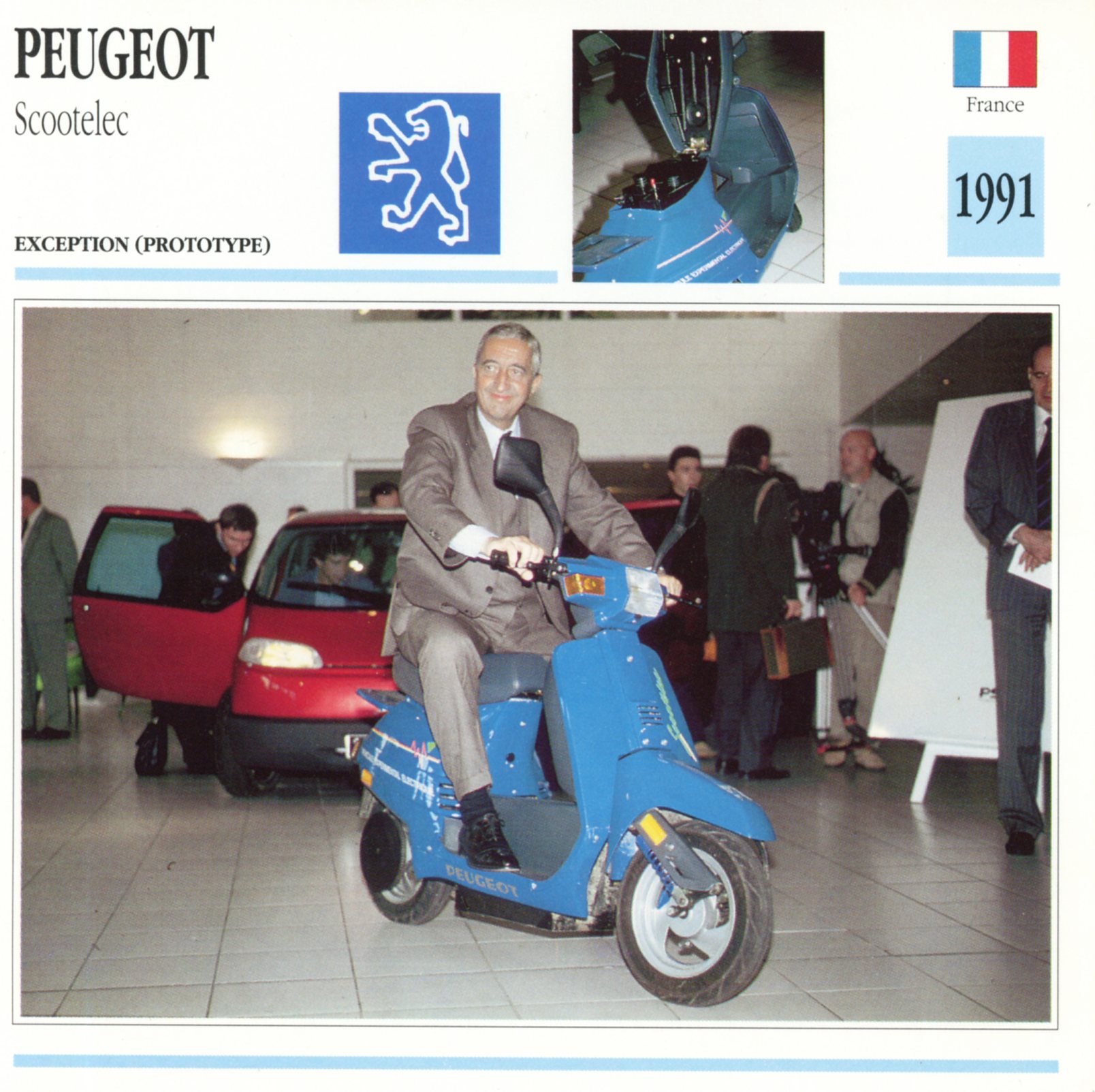 PEUGEOT SCOOTELEC-1991-CARTE-CARD-FICHE-MOTO-LEMASTERBROCKERS