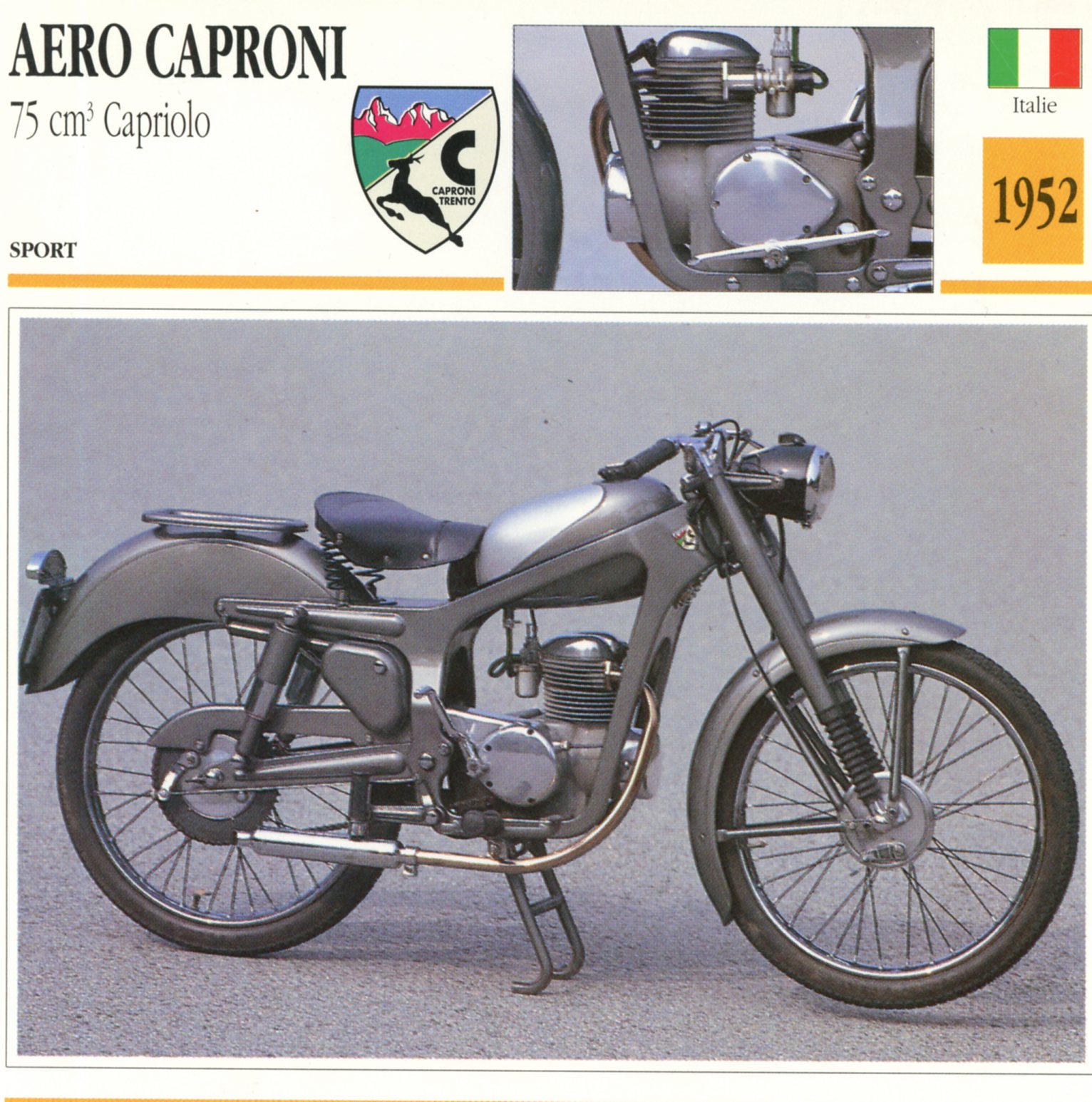 AERO CAPRONI 75 CAPRIOLO -CARTE-CARD-FICHE-MOTO-LEMASTERBROCKERS