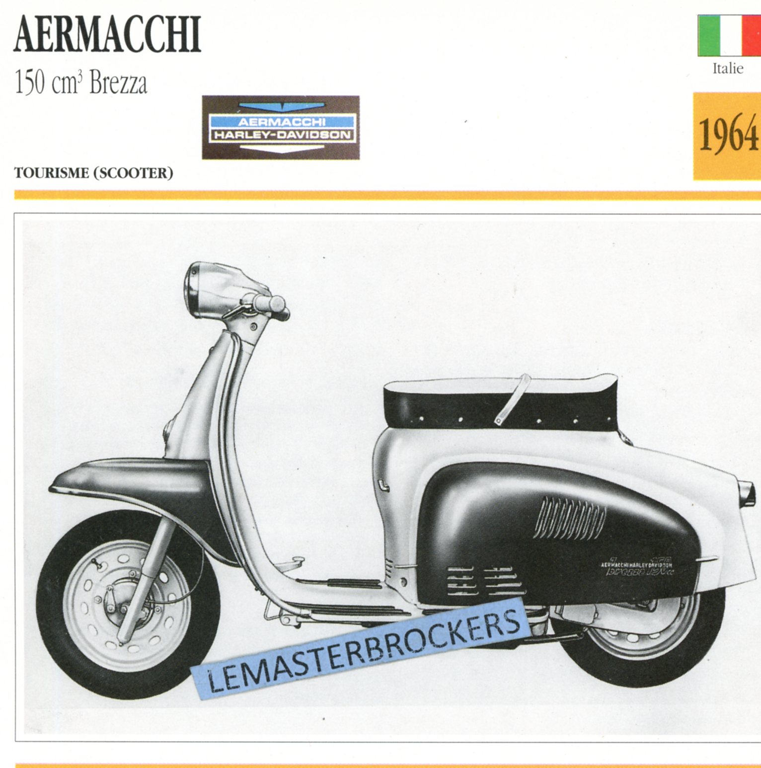 AERMACCHI 150 BREZZA SCOOTER 1964 -CARTE-CARD-FICHE-SCOOTER-LEMASTERBROCKERS