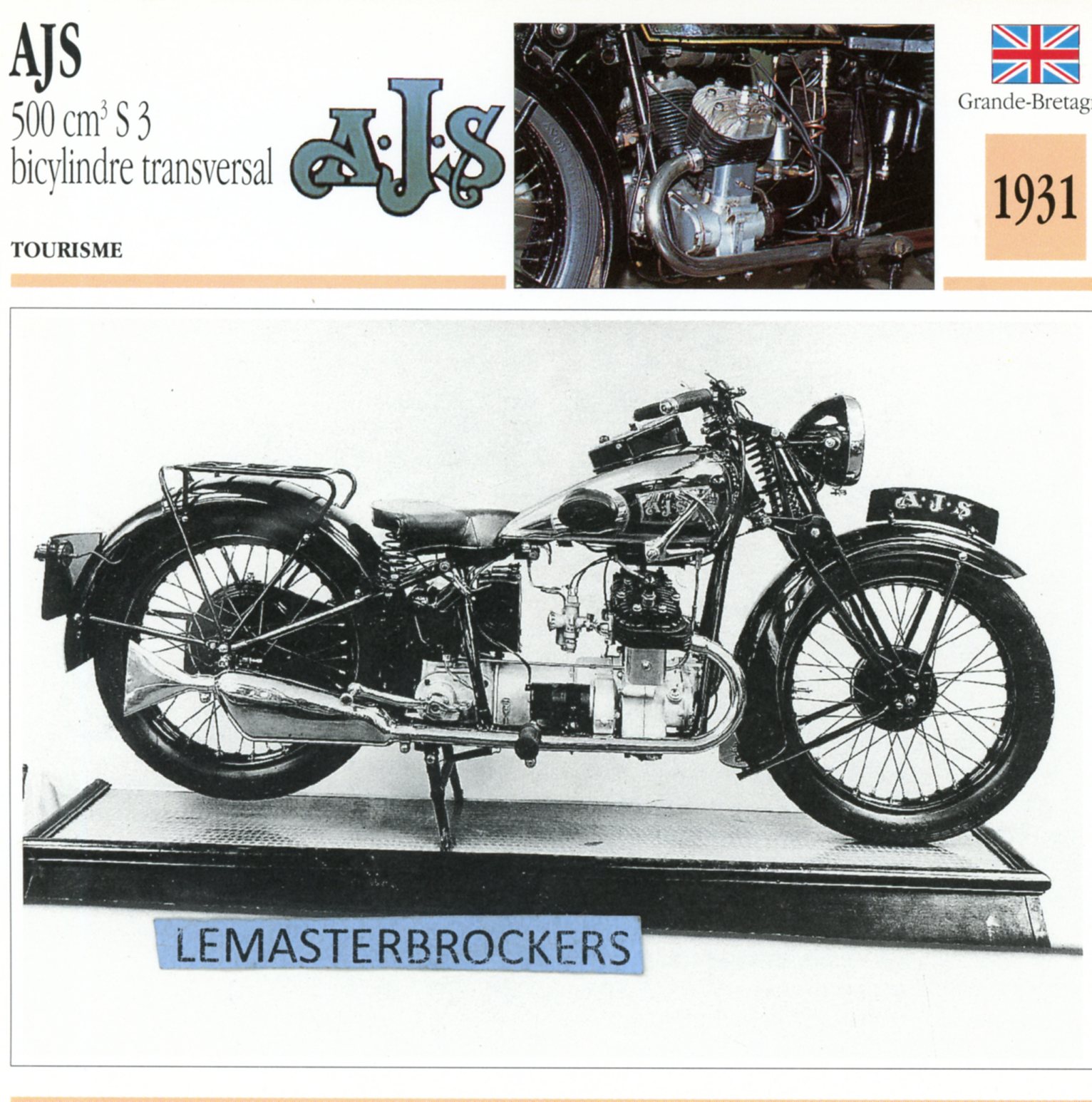 AJS 500 S3 1931-CARTE-CARD-FICHE-MOTO-LEMASTERBROCKERS
