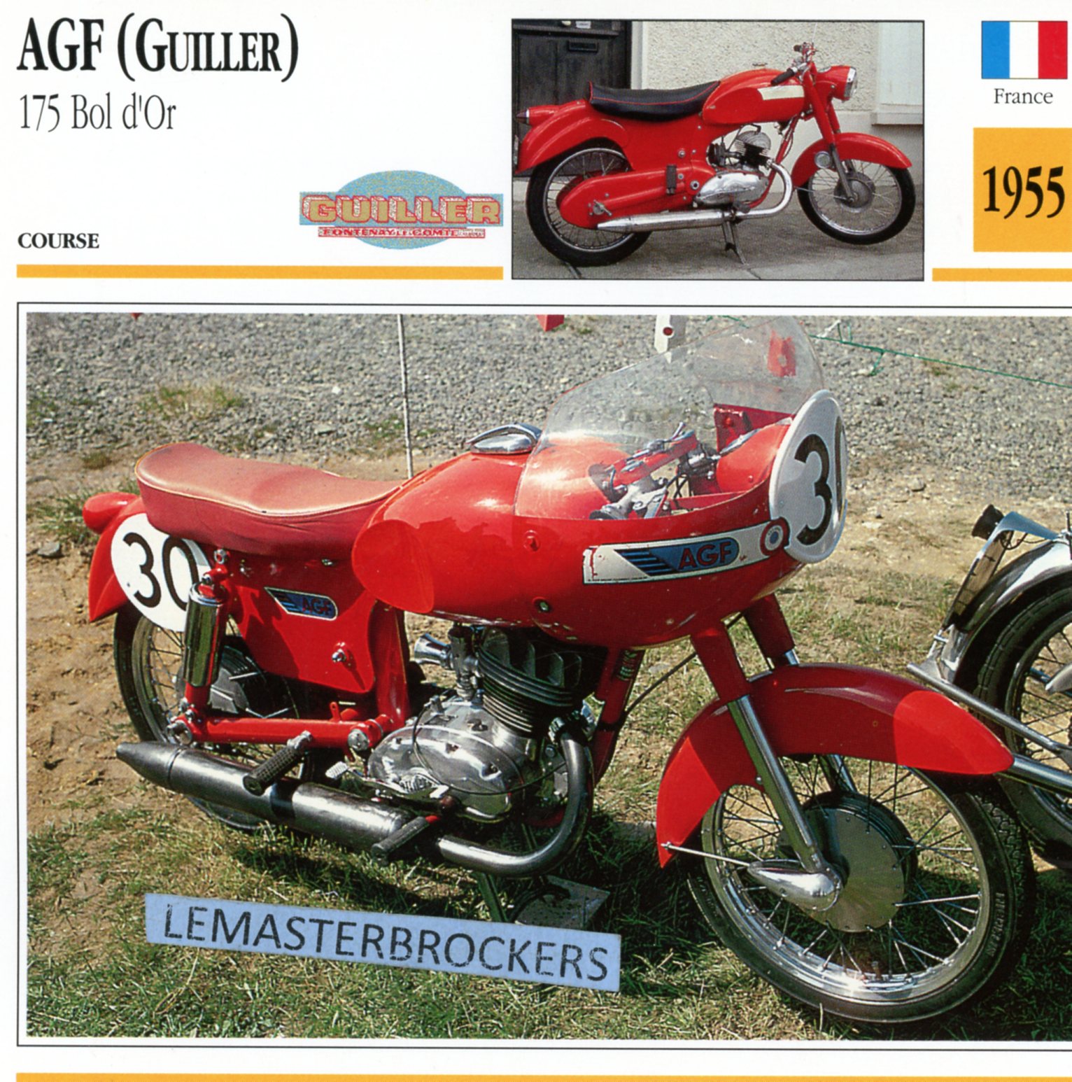 AGF-GUILLER-BOL-D'OR-1955-CARTE-CARD-FICHE-MOTO-LEMASTERBROCKERS